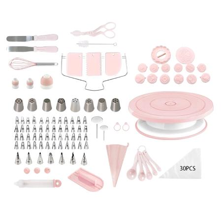 137 Pcs Cake Decorating Supplies Kit with Rotating Turntable, 58 Icing Tips, Piping Bags, Spatulas, Scrapers & Baking Tools Set for Beginners & Pros, Cake Decorating Set for Frosting, Birthday Cakes, Cupcakes