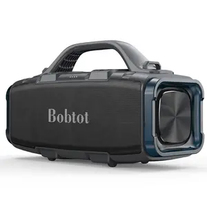 Bobtot RuggedGroove Boombox 60W Waterproof Portable Bluetooth Speaker with Handle Deep Bass 8800mAh Battery TWS EQ for Outdoor Party Camping