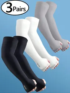 3 pairs of unisex arm sleeves, warm, unisex sports arm sleeves, sun protection and anti-ultraviolet, hand coverage, support, suitable for running, fishing, cycling, sports, summer