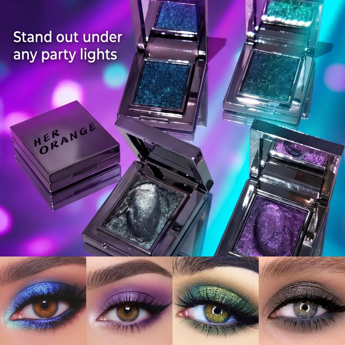 HERORANGE 4-Piece Limited Edition Luxury Eyeshadow Set, Cosmetic with Shimmer, Metallic, Matte Finishes, Highly Pigmented, Creamy, Waterproof, No-Fallout, Hypoallergenic, Beginner-Friendly Makeup