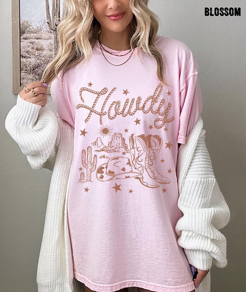 Comfort Colors Howdy Cowgirl Shirt, Vintage Western Cowgirl Tee, Cowgirl Boots Shirt, Country Music Rodeo Shirt, Nashville Horse Lover Gift