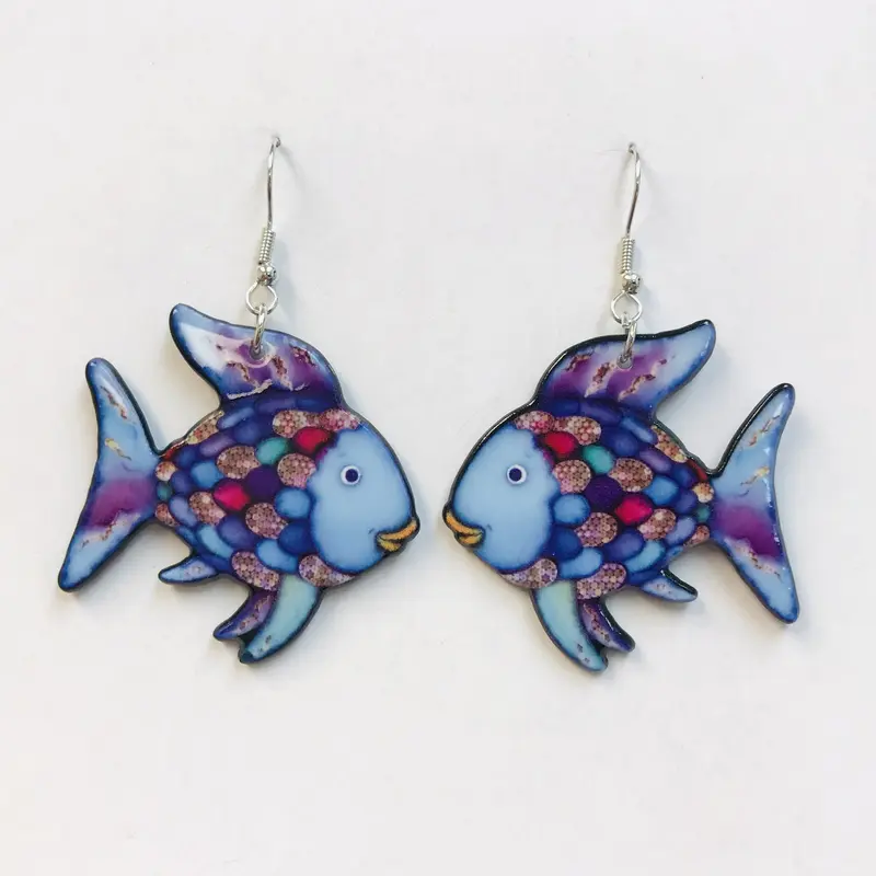 Rainbow Fish Earrings Book Charcter Gift Teacher