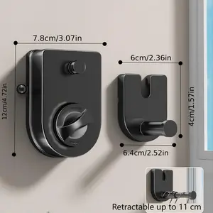Retractable Indoor Bathroom Laundry Clothesline with Invisible Contraction and Hanger Storage, Hanging Retractable Washing Line