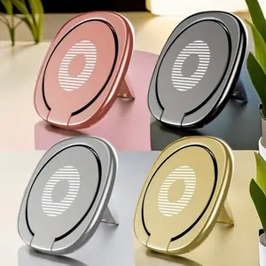 4 Colors Premium Metal Alloy Phone Ring Holder Mount Stand, 360° Rotatable 180° Foldable Finger Grip with Strong Adhesive, Minimalist Luxury Phone Stand for Students, Drivers & Office Workers, Hands-Free for Home, Car, Commute & Travel