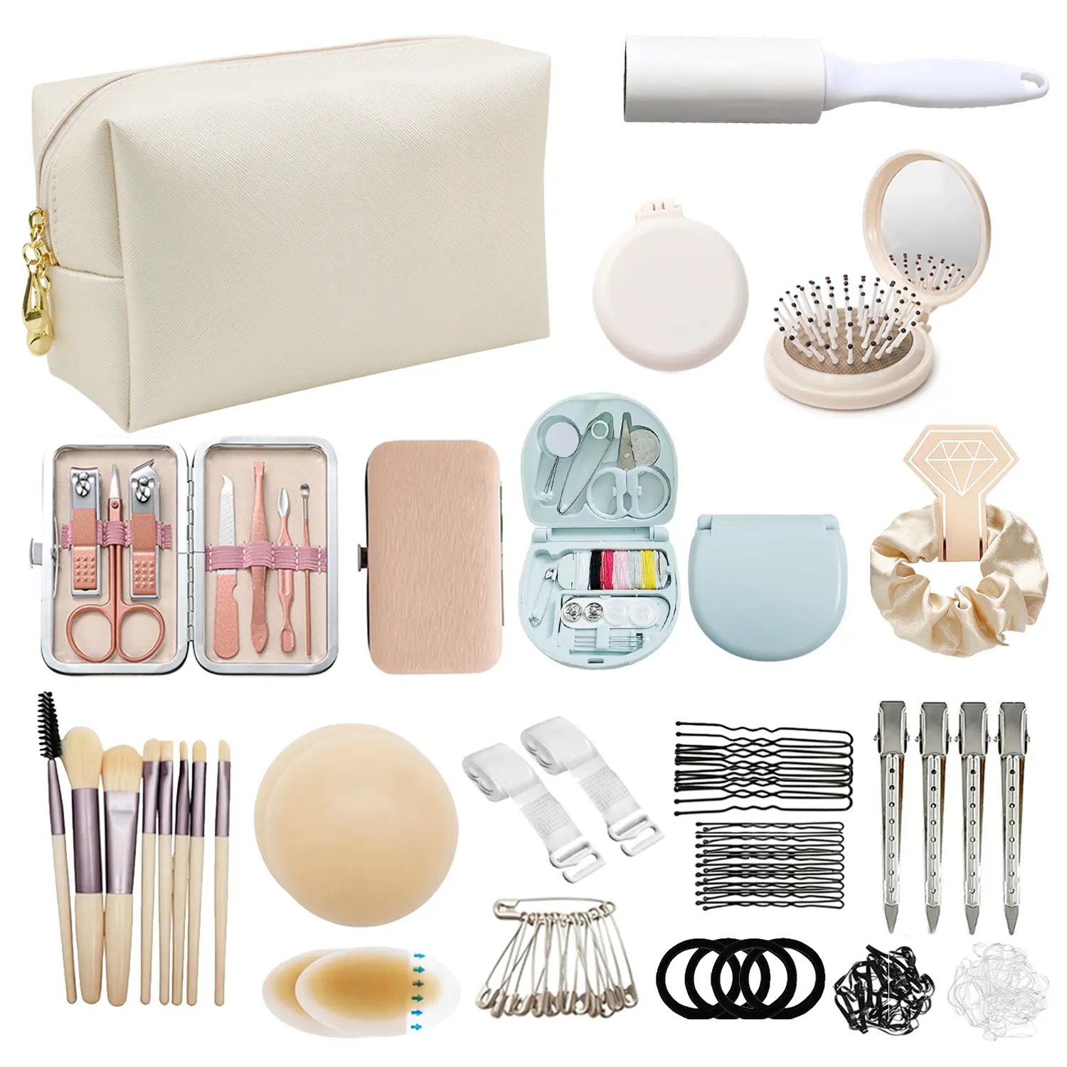 120Pcs Bridal Emergency Kit for Wedding Day, Complete Bride Survival Kit with Elegant Makeup Bag, Mini Sewing Kit, Fashion Tape, Manicure Set & Hair Accessories - Bride to Be & Bridesmaid Gifts