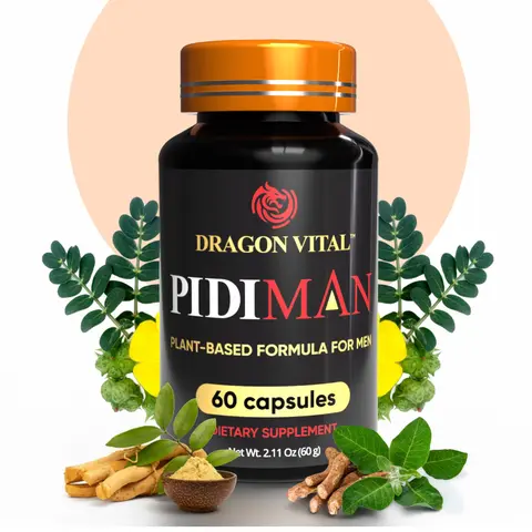 DRAGON VITAL PidiMan  Energy Supplement 60 Capsules Plant-Based Formula