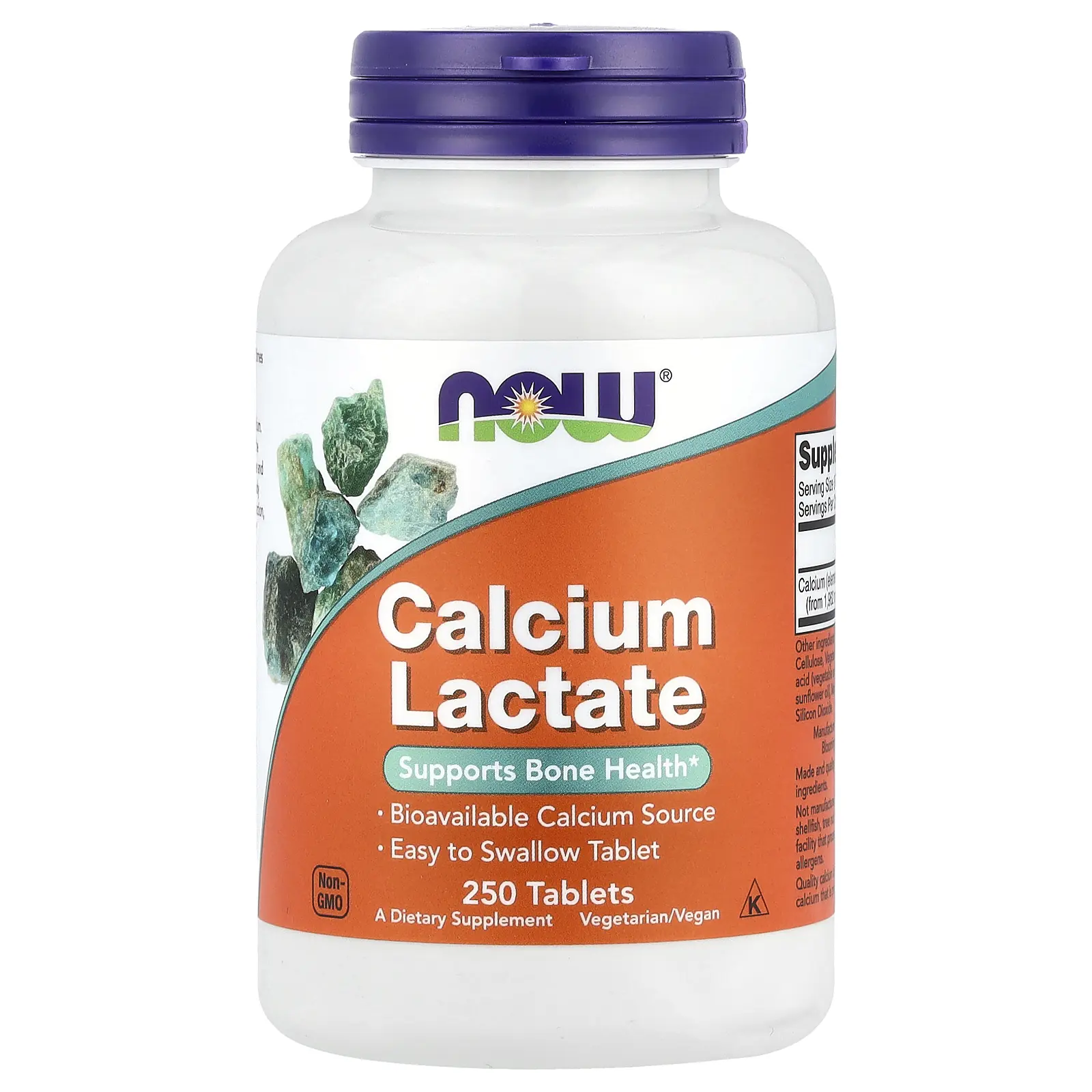 NOW Foods Calcium Lactate, 250 Tablets (85 mg per Tablet)