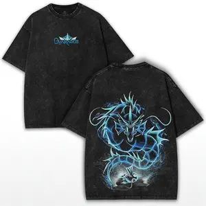 Gyarados Rage Mode – Vintage Washed Oversized Tee with Ocean Storm Back Art & Heavy Cotton Build – Collector Anime Drop 2025 graphic tee