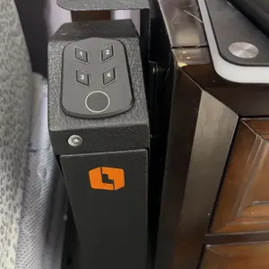 【SummerVibes】Biometric Mounted Gun Safe for Nightstand, Desk, Bed Side, Wall,Truck desktop storage and accessories - Auto Open Hidden Handgun Safe-with Fingerprint, 4-button Backlit Keypad, KEY