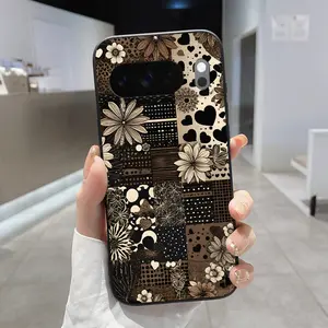 Rounded Edge Phone Case for Google Pixel 10 9 8 7 Pro A XL Floral Patchwork Pattern Shockproof Liquid Silicone TPU Bumper Drop Protection Cover Smartphone Casing