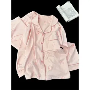 Cute Miffy Sleepwear Set for Women Soft Cotton Long Sleeve Pajamas with Adorable Rabbit Cozy Home Clothes Spring & Autumn