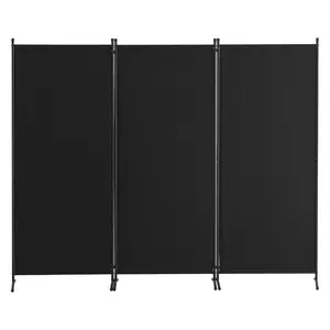 Room Divider, 3 Panel Room Dividers and Folding Privacy Screens, Fabric Partition Room Dividers for Office, Bedroom, Dining Room, Study, Freestanding, Black