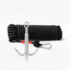 Heavy Duty Stainless Steel Grappling Hook with Claw Tips, Ideal for Camping Hiking Tree Climbing Water Retrieval & Salvage Operations