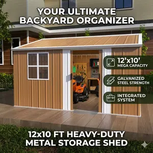 Heavy-duty metal outdoor storage shed (with windows + lockable security door + ventilation design) - rainproof and sunproof, suitable for all weather conditions, designed for backyards and lawns, used as a garden outdoor storage shed for tool storage