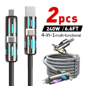 One Cable for All! 4-in-1 Multi Charger 240W Fast Charge, 6.6FT Long Travel Cable, Universal Compatibility, Buy 1 Get 1