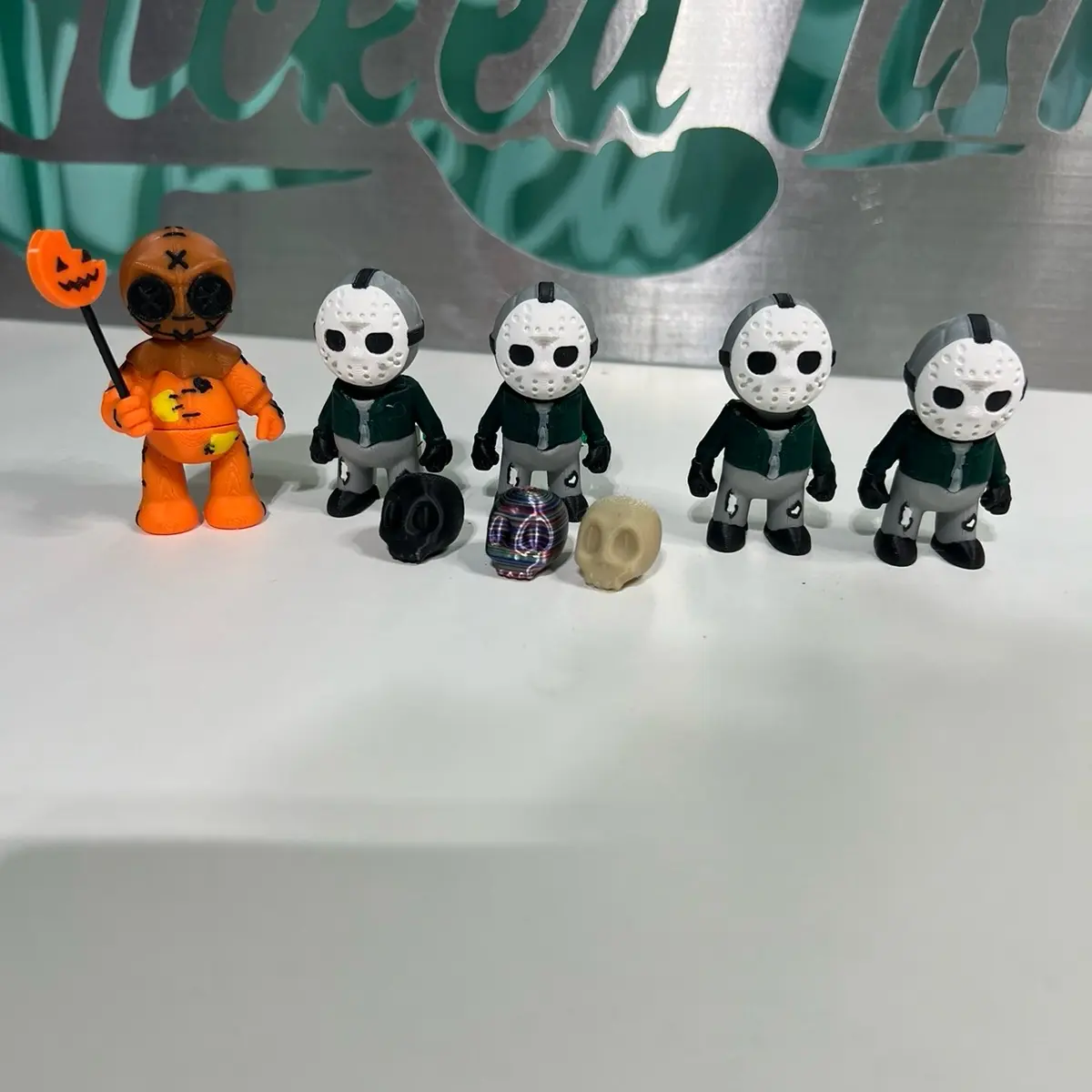 3D printed mini Jason Voorhees and Sam from trick-or-treat - TikTok Shop