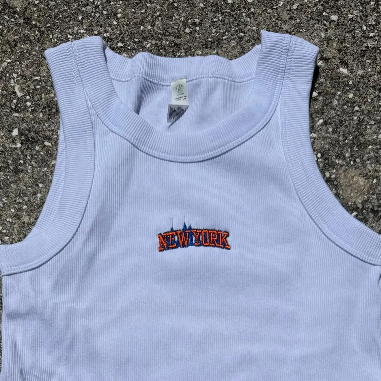 new york tank top Organic rib crop Embroidered Knicks basketball new york city Tank top PGORI