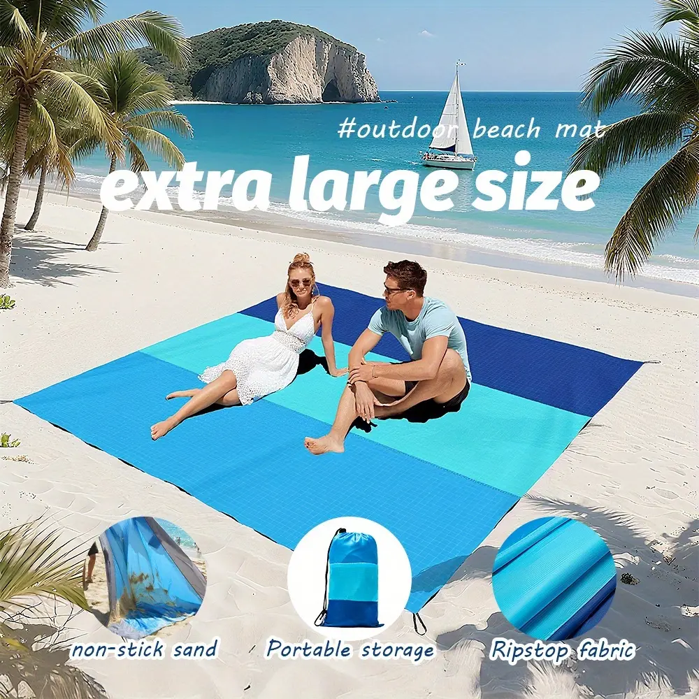 Color Block Oversized Large Size Beach Towel - Waterproof Quick-Dry Towel (140*200cm/200*210cm) for Beach, Outdoor, Pool & Vacation
