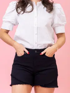 Diva Denim High Rise Tulip Fray Hem Short | XS-3X