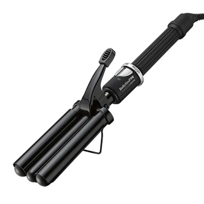 Conair BabylissPRO Triple Porcelain Ceramic Barrel Waver, Even Heat Distribution Styler for Smooth Beachy Waves, 25 Heat Settings Up to 430°F, Wavy Hair Styling Tool, Barrel Curling Irons, Ceramic Hair Iron