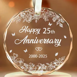 25th Wedding Anniversary Ornament, 25th Anniversary Wedding Gift, 25 Years As Mr. & Mrs. Gift for 25 Years Couple Husband Wife Married Parents Grandparents Friends 2025 - Glass Ornament 3"