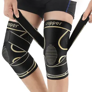 (2 Pack)  Copper Knee Braces with Strap for Knee Pain Women and Men, Knee Compression Sleeve for Arthritis, ACL, Meniscus Tear, Joint Pain Relief, Knee Support for Working, Running,