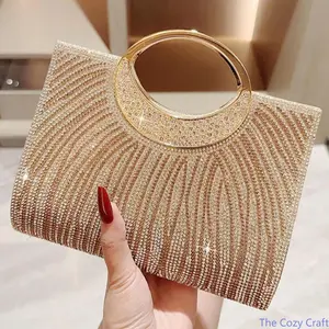 Fashionable Women's Evening Bag, Elegant Rhinestone Clutch Handbag, Sparkly Gemstone Square Party Bag, Stylish Versatile Handheld Purse for Wedding, Prom, Cocktail, Night Out outdoorfun