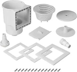 (Complete Set Universal Fit Above Ground Pool Skimmers (White) Pool Skimmer Accessory Kit ABS Plastic Thru-Wall Skimmer with Accessories Opening Width 6" Fits All Standard Pools Wall Cutouts