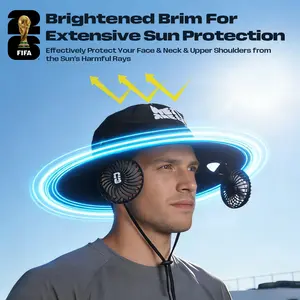 2026 FIFA World Cup - 2-in-1 World Cup Fan Hat with Built-in Fan, Hands-Free Wearable Cooling for Soccer Fans, 360° Adjustable Neck & Desk Fan for Stadium, Game Day & Outdoor Use-TIKTOK SHOP-2026 World Cup
