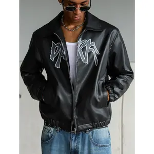 VIRAL Dark Aesthetic Red Coach Jacket | Y2K Grunge Streetwear Zip-Up PU Leather Outerwear