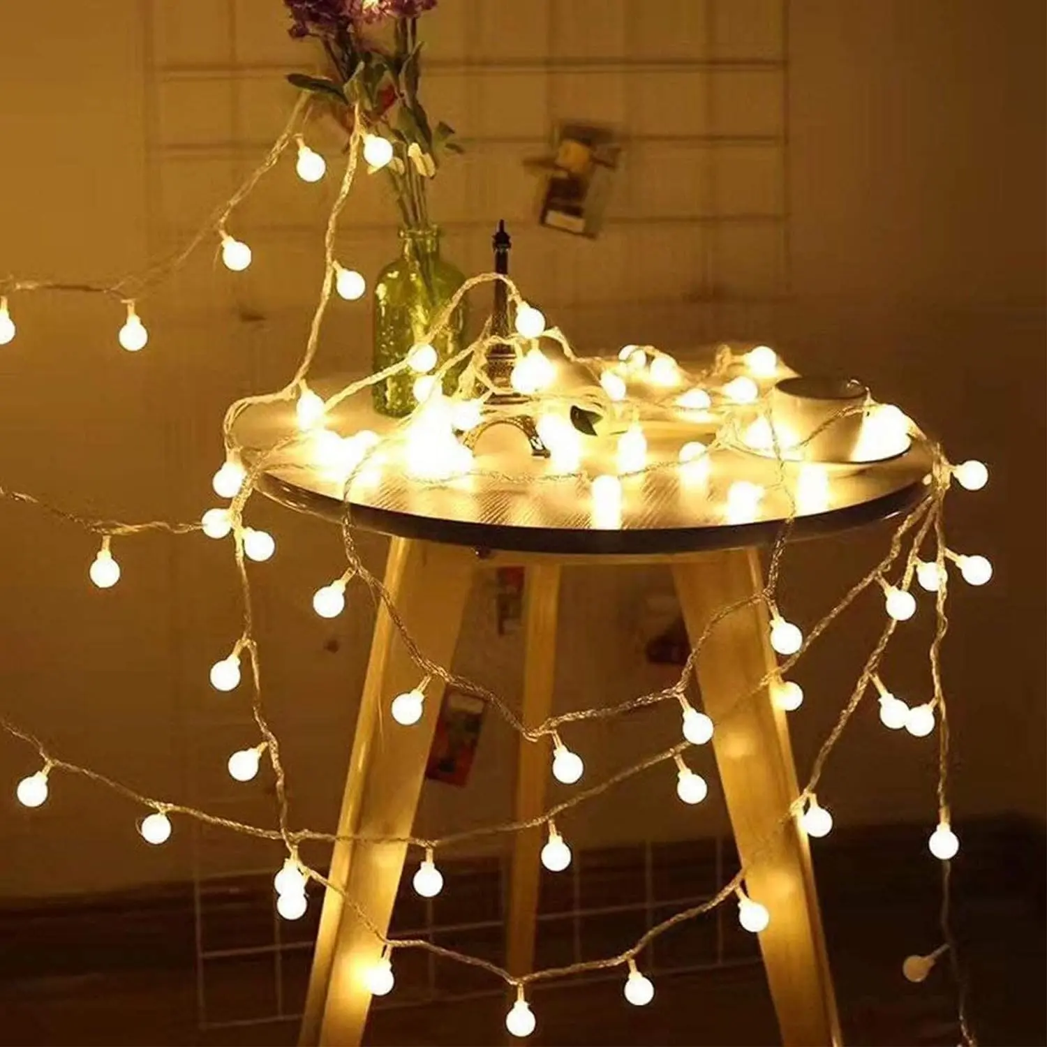 Multicolor Crystal Globe String Lights - Plug-in 116Ft 200 LED 8 Modes with Remote Control & Power Adapter, 0.7in Diameter Waterproof No-Waves Fairy Lights for Christmas, Living Room (Indoor Outdoor Use)