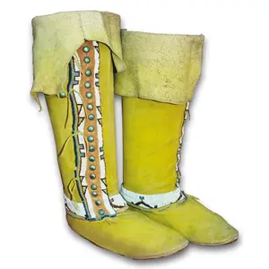 Native American Plains Style High Top Moccasins Pattern - Make Your Own Indian Knee High Moccasins - Men - Women
