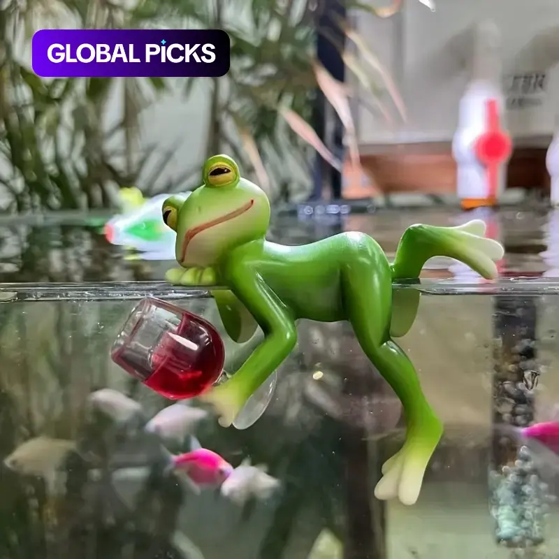 Cute Frog Statue Resin Ornament, Simulated Animal Decoration for Courtyard, Home, Flowerpot and Fish Tank Decorations, Creative Outdoor Garden Decor #GLOBAL PICKS