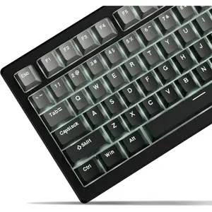 x XVX Shine Through PBT Keycaps, Keycaps 60 75 100 Percent OEM Profile, Doubleshot Custom Key caps Set for 61/64/68/84/87/100/104/108 Gaming Mechanical Keyboard, Gradient Gray