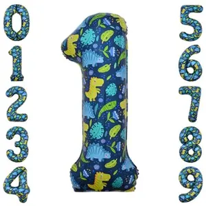 40 Inch Number 1 Dinosaur Balloon - Navy Blue, Dinosaur Themed Birthday Decorations for 1 Year Old Boy