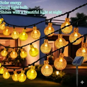 25/110/210 LED Solar String Lights Outdoor Waterproof, Crystal Globe Lights with 8 Lighting Modes, Solar Powered Light Outdoor for Garden Wedding Party Decor