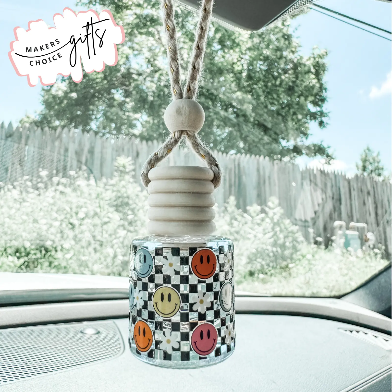 Smiley Checkered Wrap Scented Car Air Freshener Smiley Checkered Wrap Scented Car Air Freshener