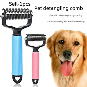Pet Grooming Tool, Universal Detangling Comb for Dogs, Stainless Steel Double-Sided Design, Effective Shedding Removal & Matted Hair Tamer, Practical Daily Dog Coat Maintenance Supplies.