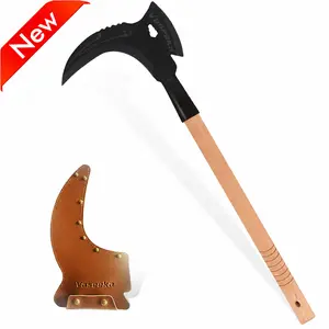 Vaseeka 2-in-1 Multi-Purpose Weed Tools with 20” Long Wooden Handle - Alloy Steel Blades for Gardening, Lawn Care and Heavy Duty Cutting - No Electricity Required, Lawn Care Tool | Rustic Appearance | Durable Construction