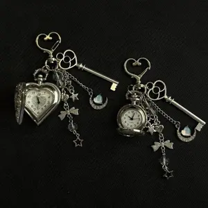 2025 The New Hot-selling Niche Design Love Dial Keychain Exquisite Retro Pocket Watch Pendant Bag Pendant Advanced Sense