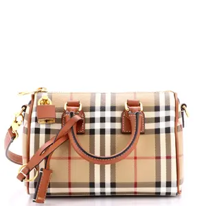Pre-owned BURBERRY Canvas Coated Shoulder Bags Bowling Bag Vintage Check Coated Canvas Mini by Rebag
