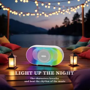 FM Radio Portable Bluetooth Speaker-Wireless Bluetooth Speaker for Outdoor with Lights Stereo Speaker with Rich Bass, 24H Playtime, BT 5.4, TWS Pairing, USB Play, Gift for Christmas