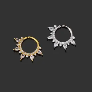 1PC Daith Piercing Ear Hoop Earring for Women Girlish Zircon Ear Ring Helix Cartilage Piercing INS Daith Jewelry Gold Color Gift