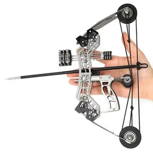 10.2-inch stainless steel miniature composite bow, with small arrowheads, suitable for beginners for archery practice, entertainment, and as an interesting gift. Mini bow and arrow set