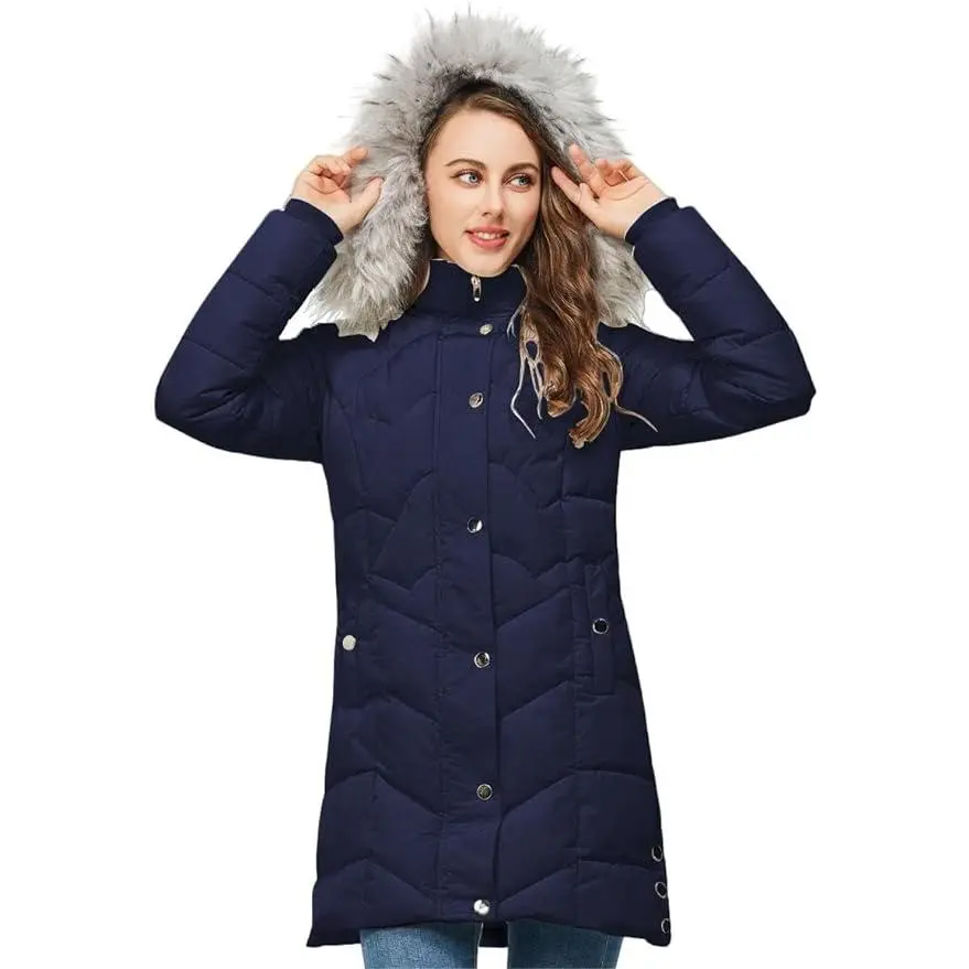 Long Down Jacket Women's Winter Warm Jacket Hooded Waterproof Parka