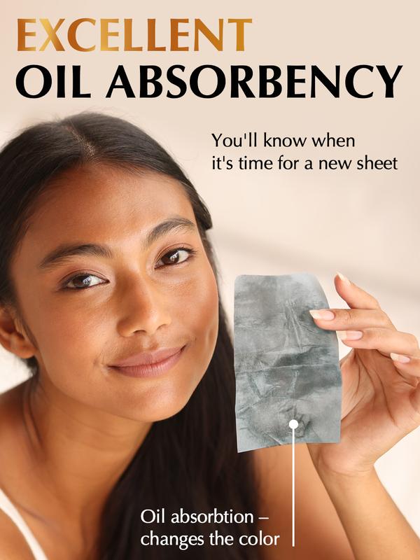 Natural Oil Blotting Sheets for Face with Bamboo Charcoal - 25% Larger - 3pk/300 Makeup Friendly Oil Absorbing Sheets for Face - Easy Dispensing Blotting Papers - Perfect for Keeping in Purse
