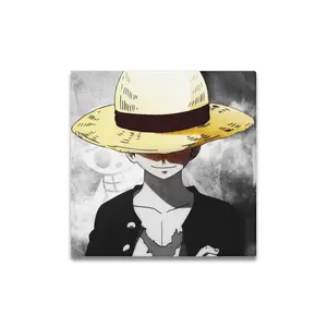 Anime One Piece Poster Luffy HD Print Canvas Painting Wall Art For Living Room Bedroom Office Decor 16x16inch, With Frame Artistic Christmas