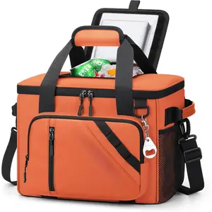 Cooler Bag, 30 Cans Beach Cooler, Large Leak proof Insulated Soft Cooler with Bottle Opener, Ice Chest, Portable Collapsible Cooler for Travel, Camping, Shopping