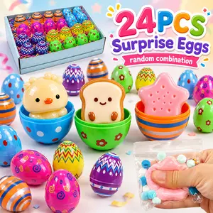 BEIREG 24-Piece Mini Soft Squishy Surprise Eggs - Cute Blind Box Fidget Collectibles, Stress Relief Squishies, Mini Gifts for Easter, Kids
