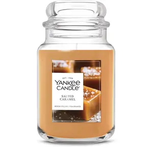 Yankee Candle Salted Caramel Original Large Jar Scented Candles 22 Oz Premium Plant Wax Blend Long Lasting Room Filling Fragrance